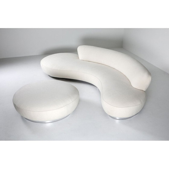 Image 1 of Divano vintage con pouf in velluto di lana d'agnello Pierre Frey, Vladimir Kagan Serpentine, anni '50