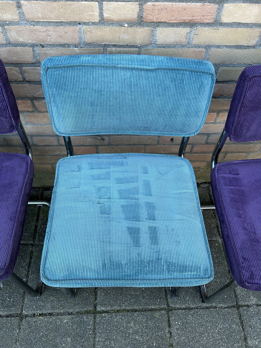 4 Rib Fabric Chairs with Chrome Tube Frame