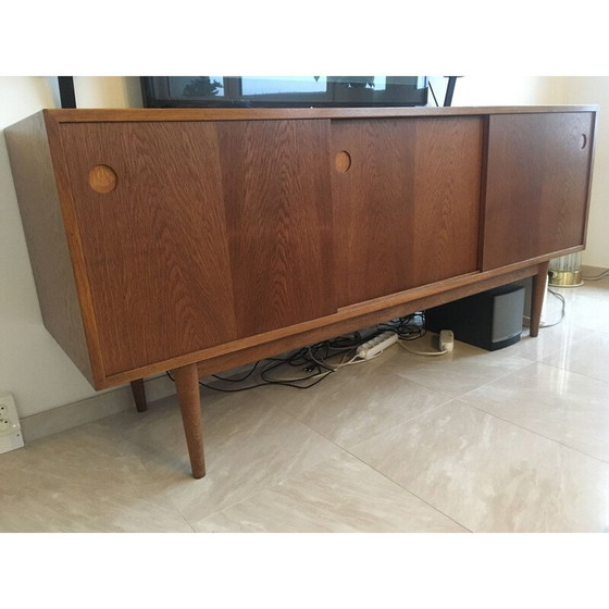 Image 1 of Scandinavian vintage solid oakwood sideboard, Denmark 1960