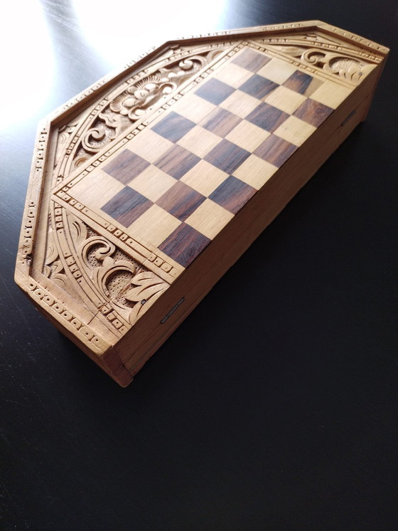 Image 1 of Balinese Wooden Chessboard And Blackgammon