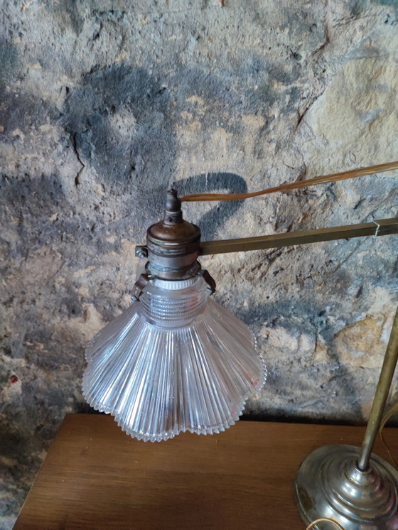 Image 1 of Bronze And Crystal Swivel Desk Lamp