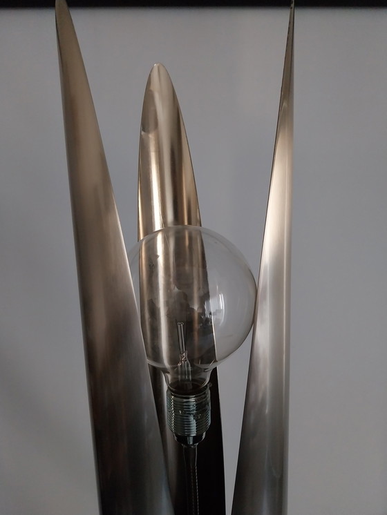 Image 1 of 1 x Lampada da terra in acciaio inossidabile spazzolato Tuttle Made In Italy anni '90 