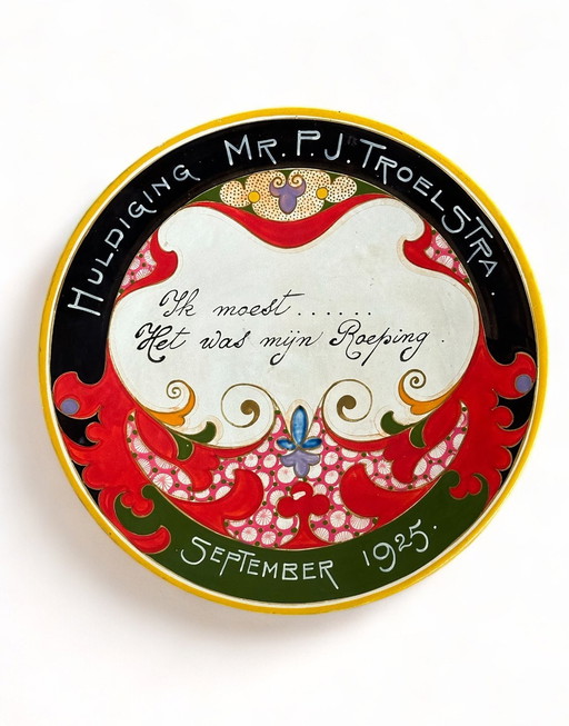 Pieter Jelle Troelstra Poet & Politician Plateel Pieter Jelles Wall Plate Ornamental Art Holland