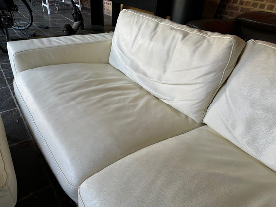 Image 1 of Roche Bobois Trapeze White Leather 3,5 Seater With Ottoman