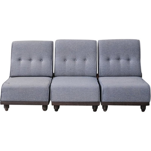 Vintage oakwood modular sofa by Guillerme et Chambron, France 1960s