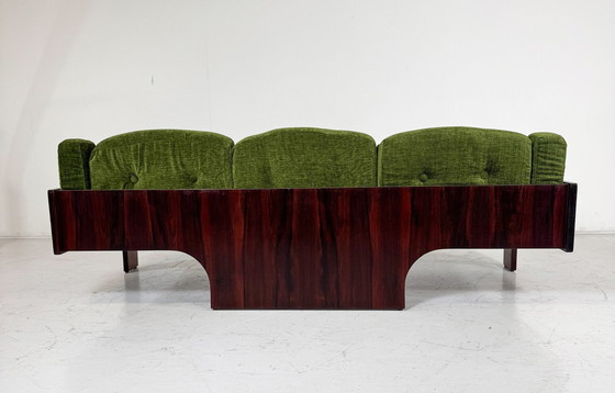 Image 1 of Mid-Century Sofa Oriolo By Claudio Salocchi For Sormani Wood And Green Fabric - Italy 1960S