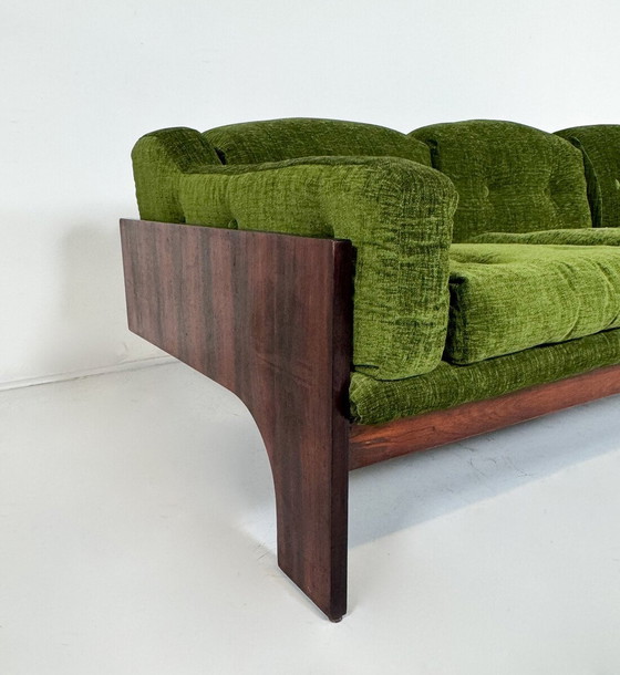 Image 1 of Mid-Century Sofa Oriolo By Claudio Salocchi For Sormani Wood And Green Fabric - Italy 1960S