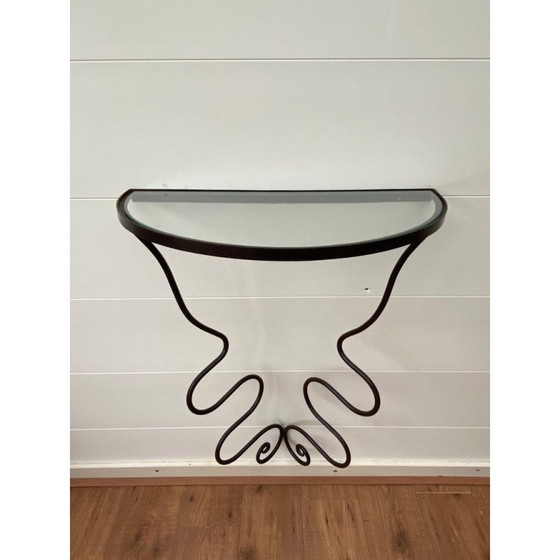 Image 1 of Vintage iron and glass console table by Durga