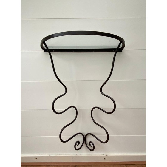 Image 1 of Vintage iron and glass console table by Durga