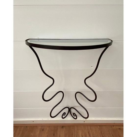 Image 1 of Vintage iron and glass console table by Durga
