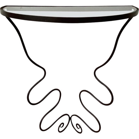 Image 1 of Vintage iron and glass console table by Durga