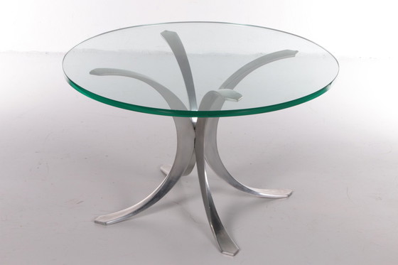 Image 1 of Table basse ou table d'appoint avec plateau en verre de 16 mm belle base modèle x