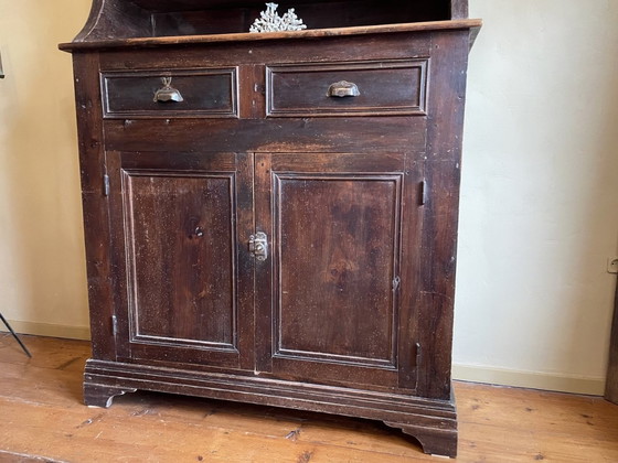 Image 1 of Antique French Buffet Cupboard Kitchen Cupboard Dinner Cupboard Wood Country 2 Parts