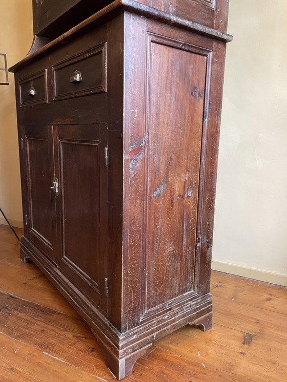 Image 1 of Antique French Buffet Cupboard Kitchen Cupboard Dinner Cupboard Wood Country 2 Parts