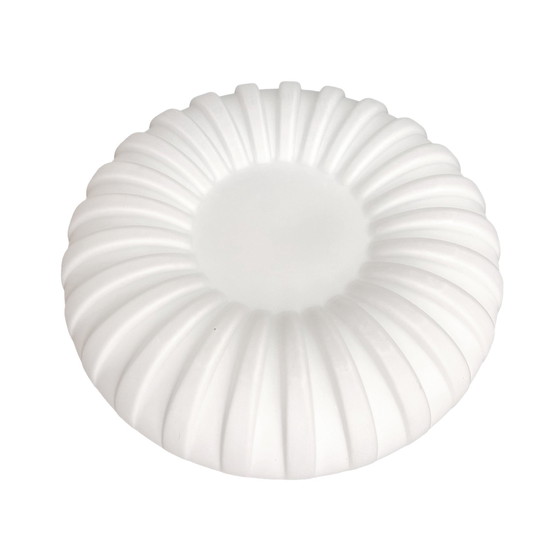 Image 1 of Single-Point Round Relief Milky White Glass Wall Lamp "Solarny", Elektroinstala Jilove Czechoslovakia, 1970S.