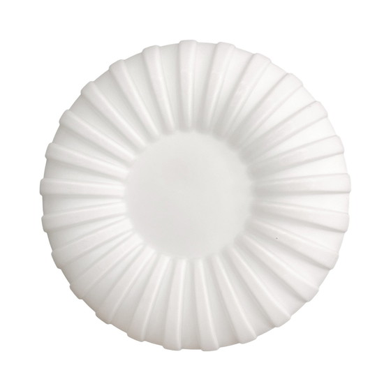 Image 1 of Single-Point Round Relief Milky White Glass Wall Lamp "Solarny", Elektroinstala Jilove Czechoslovakia, 1970S.