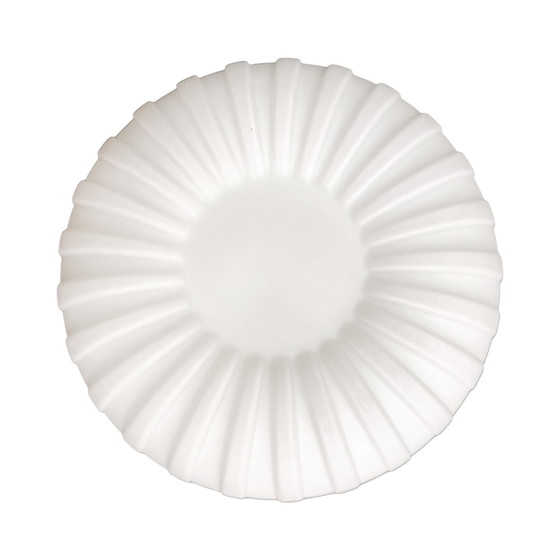 Image 1 of Single-Point Round Relief Milky White Glass Wall Lamp "Solarny", Elektroinstala Jilove Czechoslovakia, 1970S.