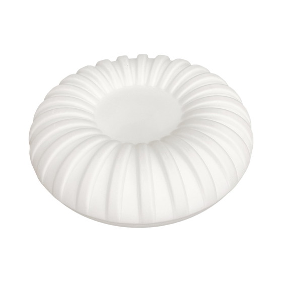 Image 1 of Single-Point Round Relief Milky White Glass Wall Lamp "Solarny", Elektroinstala Jilove Czechoslovakia, 1970S.