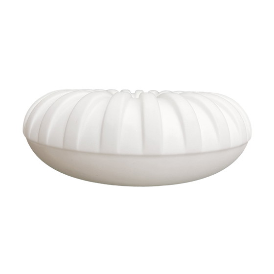 Image 1 of Single-Point Round Relief Milky White Glass Wall Lamp "Solarny", Elektroinstala Jilove Czechoslovakia, 1970S.