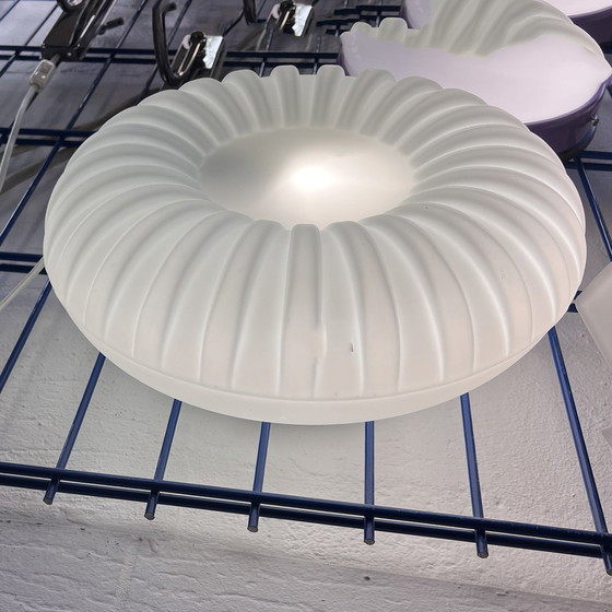 Image 1 of Single-Point Round Relief Milky White Glass Wall Lamp "Solarny", Elektroinstala Jilove Czechoslovakia, 1970S.