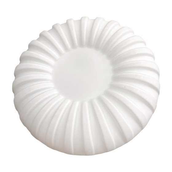 Image 1 of Single-Point Round Relief Milky White Glass Wall Lamp "Solarny", Elektroinstala Jilove Czechoslovakia, 1970S.