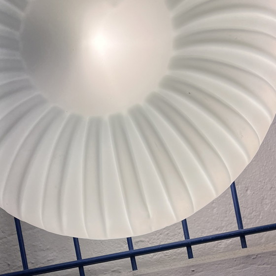 Image 1 of Single-Point Round Relief Milky White Glass Wall Lamp "Solarny", Elektroinstala Jilove Czechoslovakia, 1970S.