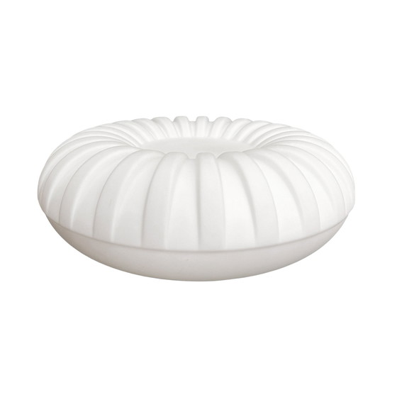 Image 1 of Single-Point Round Relief Milky White Glass Wall Lamp "Solarny", Elektroinstala Jilove Czechoslovakia, 1970S.