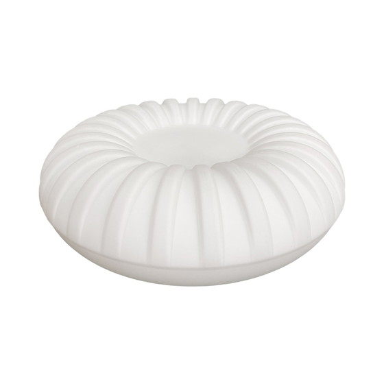 Image 1 of Single-Point Round Relief Milky White Glass Wall Lamp "Solarny", Elektroinstala Jilove Czechoslovakia, 1970S.