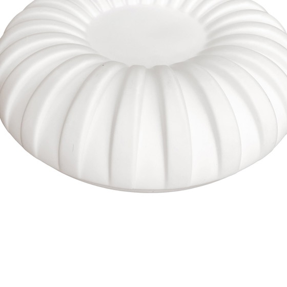 Image 1 of Single-Point Round Relief Milky White Glass Wall Lamp "Solarny", Elektroinstala Jilove Czechoslovakia, 1970S.