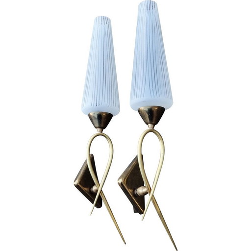 Pair of vintage wall lamps by Lunel, 1961