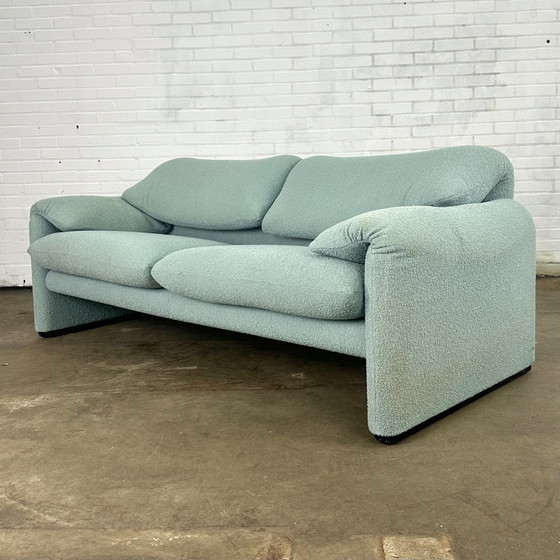 Image 1 of Turquoise Cassina Maralunga 2 Seat Sofa By Vico Magistretti