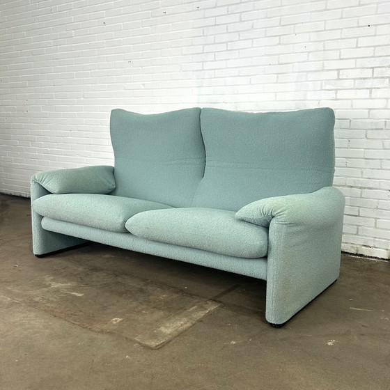 Image 1 of Turquoise Cassina Maralunga 2 Seat Sofa By Vico Magistretti