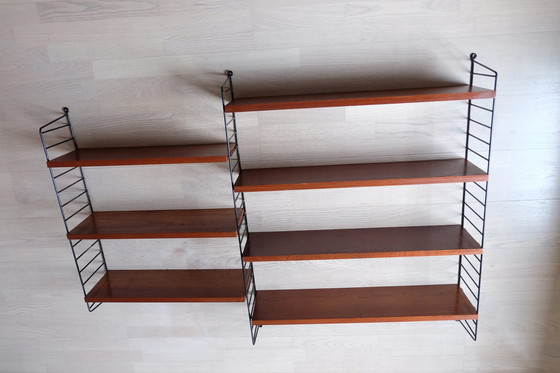 Image 1 of Original String Nisse shelving system Dark teak 50Er/60Er