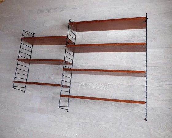 Image 1 of Original String Nisse shelving system Dark teak 50Er/60Er