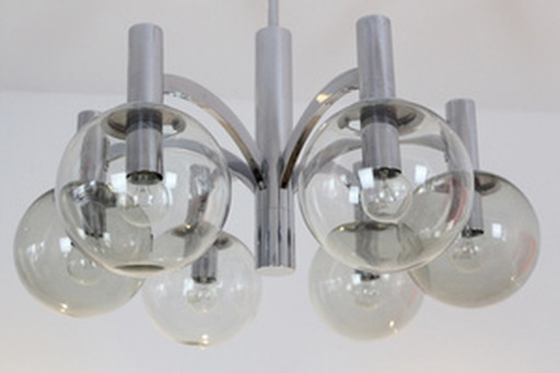 Kaiser leuchten chrome and glass chandelier