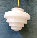 Skyscraper Art Deco White Opaline Hanging Lamp