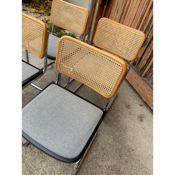 Image 1 of Set di 4 sedie vintage italiane B32 Cesca di Marcel Breuer, anni '70