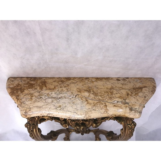 Image 1 of Vintage console in gilded wood and marble