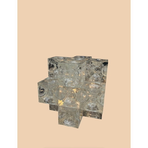 Vintage glass cube lamp by Albano Poli for Poliarte, Italy 1970