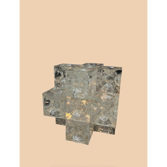 Image 1 of Vintage glass cube lamp by Albano Poli for Poliarte, Italy 1970