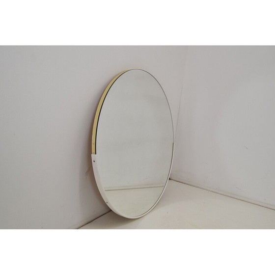 Image 1 of Round vintage wall mirror with plastic frame and veneer, Czechoslovakia 1970
