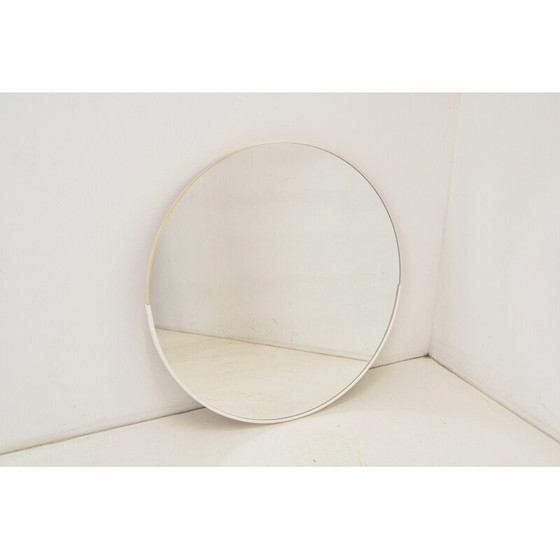 Image 1 of Round vintage wall mirror with plastic frame and veneer, Czechoslovakia 1970