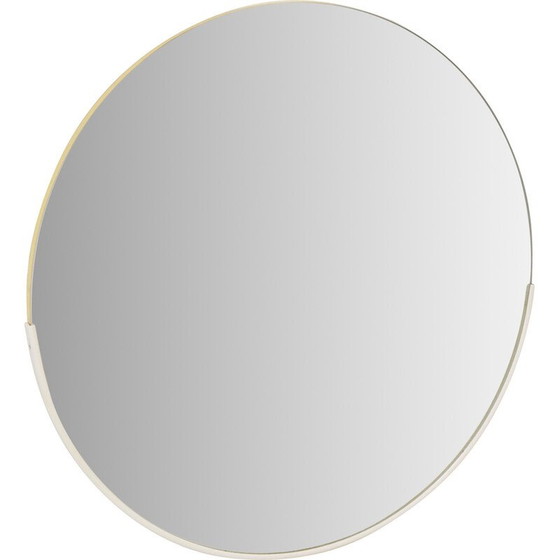 Image 1 of Round vintage wall mirror with plastic frame and veneer, Czechoslovakia 1970