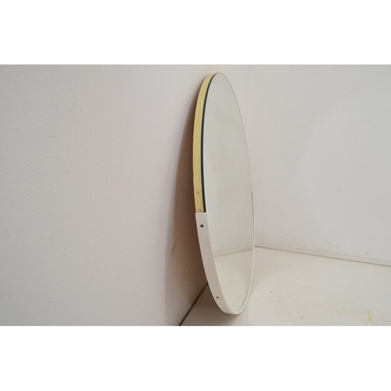 Image 1 of Round vintage wall mirror with plastic frame and veneer, Czechoslovakia 1970