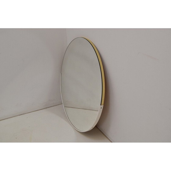 Image 1 of Round vintage wall mirror with plastic frame and veneer, Czechoslovakia 1970