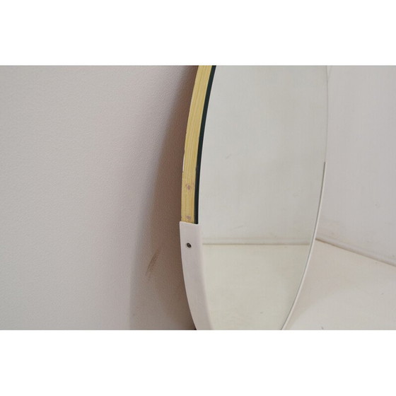 Image 1 of Round vintage wall mirror with plastic frame and veneer, Czechoslovakia 1970