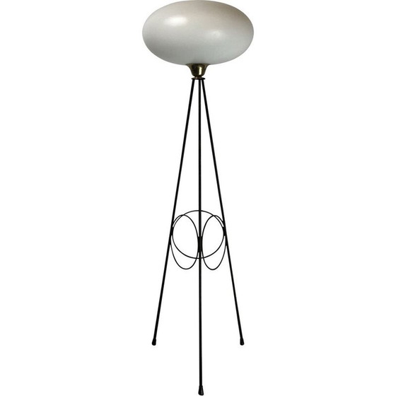 Image 1 of Vintage tripod in lacquered brass and triplex opal glass Stilnovo, Italy 1950