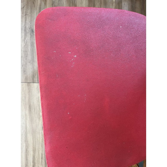 Image 1 of Set di 4 sedie vintage in legno e vinile rosso
