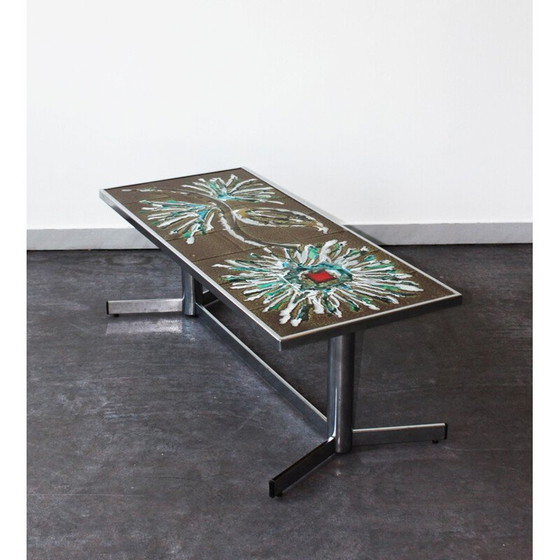 Image 1 of Vintage ceramic and chrome coffee table
