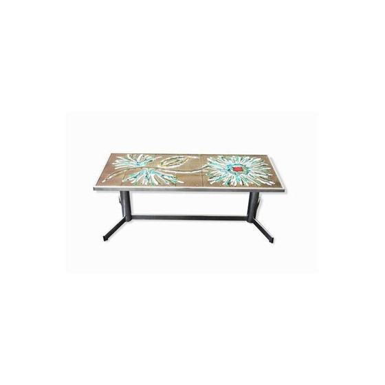 Image 1 of Vintage ceramic and chrome coffee table